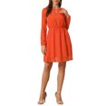 thumbnail image 1 of INSPIRE CHIC Robe pour Femme Dorure Étoile Col en V Manches Longues Robe de Soirée Évasée Ligne A m Orange, 1 of 6