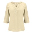 thumbnail image 3 of Babysbule Manches 3/4 pour Haut d'Été pour Femmes Col Rond T-Shirt Ample Mode Tunique à Boutons 2025, 3 of 8