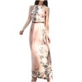 thumbnail image 2 of HKEJIAOI Robes Décontractées pour Femmes Offres Liquidation Robe d'Anniversaire Mode Femmes Décontractée Imprimé Harter Sans Manches Taille à Nouer Longue Robe Jaune, 2 of 8
