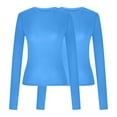 thumbnail image 4 of Birdeem T-Shirts à Manches Longues pour Femmes Mode Décontractée Col Rond Couleur Unie T-Shirt à Manches Longues Chandail Tops Manches 3/4 T-Shirts pour Femmes, 4 of 4