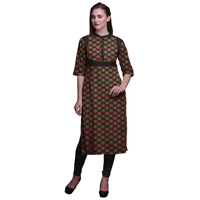 Bimba Kurta Imprimée Tunique Droite Hauts Femmes Tenue d'Été Kurti pour Dames