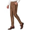 thumbnail image 4 of INSPIRE CHIC Men's Striped Slim Fit Contrast Color Drawstring Dress Pants 38 Brown, 4 of 7