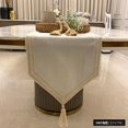thumbnail image 2 of The HomeCentric Designer Ivory Grey Table Runner 8 - 10 Seater Table Runner (14 x 120 inch), Chevron Weave, Lace, Tassels, Linen fabric Table Linen, Geometric Pattern Modern Style - Eleganza, 2 of 9