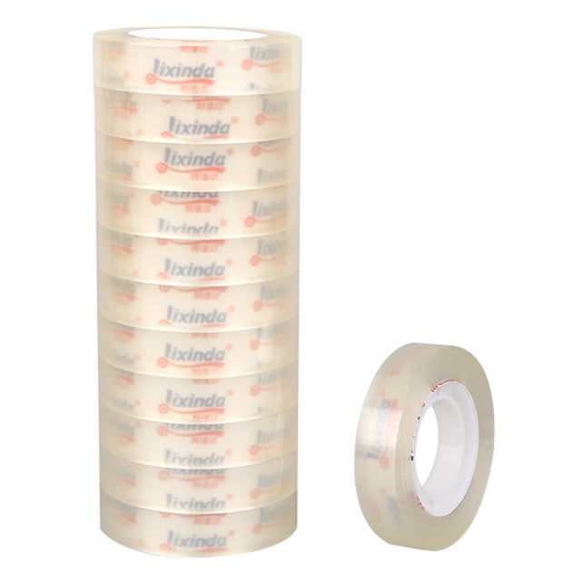 Graflsoa 1.2cm Hand-Tear Transparent Adhesive Tape for Students & Office Use, 30Y Length, 12 Rolls, Durable BOPP Material, Easy to Carry & Store