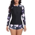 thumbnail image 2 of GPOECD Women's Rashguard Swimsuit Fresh Printed Quick Drying Strap Bikini Split Two Piece For Diving Surfing Summer Women's Swimwear 02_Light Purple,S, 2 of 8