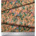 thumbnail image 2 of Soimoi Polyester Crepe Fabric Leaves & Cartoon Animals Jungle Print Fabric by Yard 42 Inch Wide, 2 of 3
