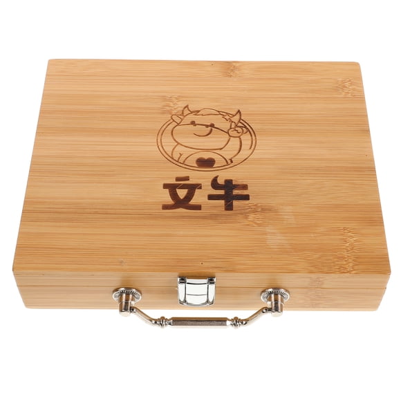 Shisuyan Wood Mahjong Storage Box Potable Mahjong Box Mahjong Tiles Storage Box Wooden Mahjong Case Mahjong Carry Bag Vintage Mahjong Container Box