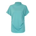 thumbnail image 4 of AMERTEER Blouse Décontractée en Coton à Manches Courtes et Col Roulé pour Femmes, Grande Taille, 4 of 5