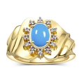 thumbnail image 1 of RYLOS Rings for Women 14K Yellow Gold Ring with Oval 7X5MM Gemstone &  Sparkling Diamonds December Turquoise Jewelry Size 5, 1 of 7