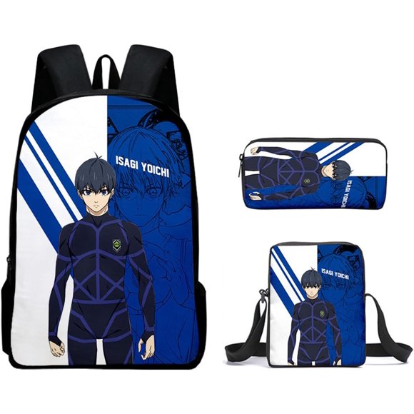 3 in 1 Anime BLUE LOCK School Bag Isagi Yoichi Backpack Satchel Daypack Bookbag