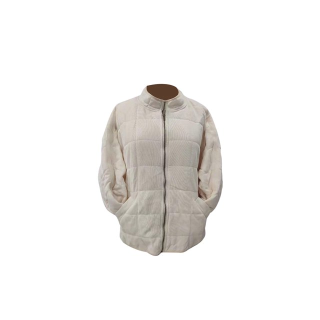 Opperiaya Women Stand Collar Long Sleeve Solid Color Full Zip Quilted Jackets