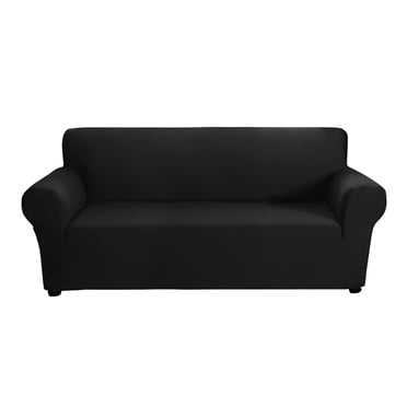 Yeacher Stretch Sofa Slipcover Milk Silk Fabric -Slip Soft Couch Sofa Cover 3 Seater Washable for Living Room Kids Pets（Black）