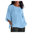 thumbnail image 1 of DPTALR Blouse Chemise Ample en Coton à Manches Courtes d'Été pour Femme à Col Rond, 1 of 6