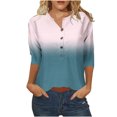 thumbnail image 2 of Hauts d'Été pour Femmes 2023 Mode Féminine Manches Trois-Quarts Col Rond Rétro Imprimé de Pâques Blouse Ample Bohemian T-Shirt Grande Taille pour Femmes, 2 of 5