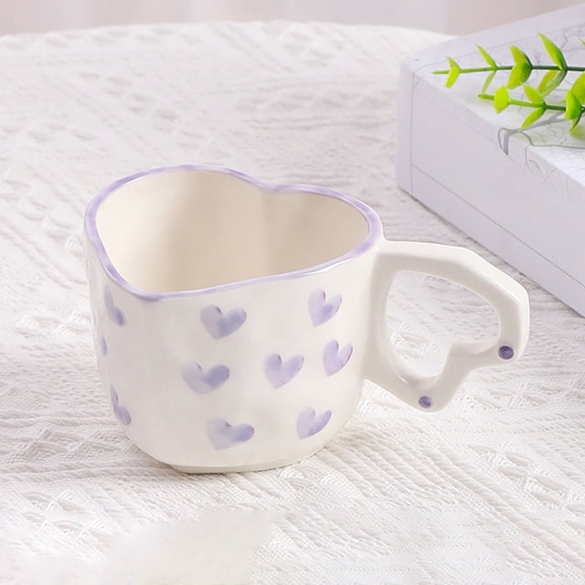 BotaniNest Valentine's Day Heart Shape Ceramic Cup For Coffee Milk Meaningful Cup For Daily Valentine's Day
