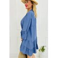 thumbnail image 3 of FOLUNSI Chic Blue Denim Mini Dress: Layered V-Neck Elegance, 3 of 8
