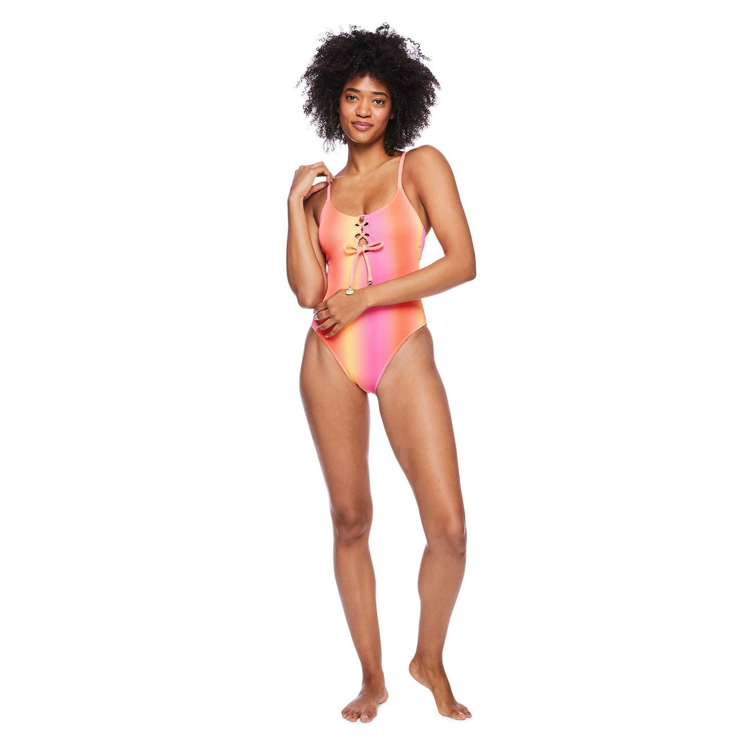 Maillot de bain 1 pièce lacé No Boundaries pour femmes