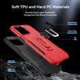 thumbnail image 2 of Htwon Compatible avec iPhone 14 Pro/ 13 Pro Étui Matériau PC Robuste Armure Militaire Antichoc avec Support de Voiture en Métal, Rouge, 2 of 12