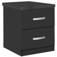 thumbnail image 1 of Pemberly Row Contemporary Faux Wood 2 Drawer Nightstand in Black, 1 of 7