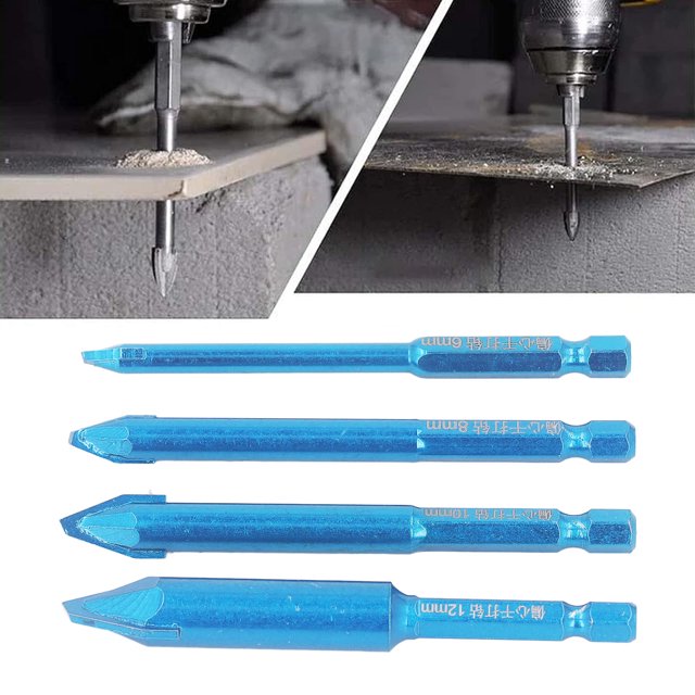 Glass Drill Bit, Masonry Drill Bit Fine Craftsmanship Accurate Positioning Sturdy 4PCS Set Wear for Aluminum Alloy