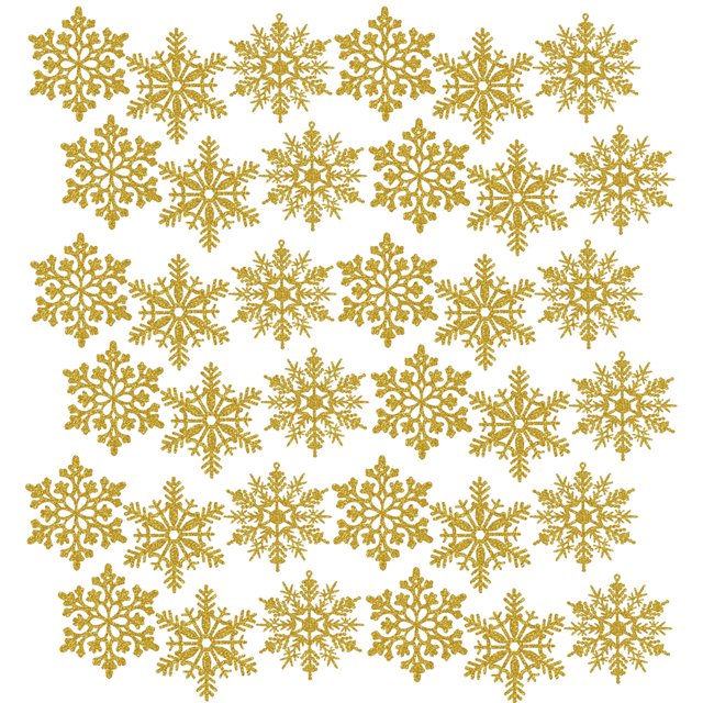 Plastic Glitter Snowflake, 10cm, 30 Per Box