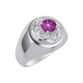 thumbnail image 3 of RYLOS Men's Rings Sterling Silver Designer Gypsy 7MM Round Gemstone & Diamond Ring Star Ruby July Birthstone Rings Size 10, 3 of 7