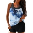 thumbnail image 1 of Tummy Control Mesh Rushed Tankini Bathing Suits for Women Two Piece Modest Blouson Tankini Top with Bikini Bottom, 1 of 9
