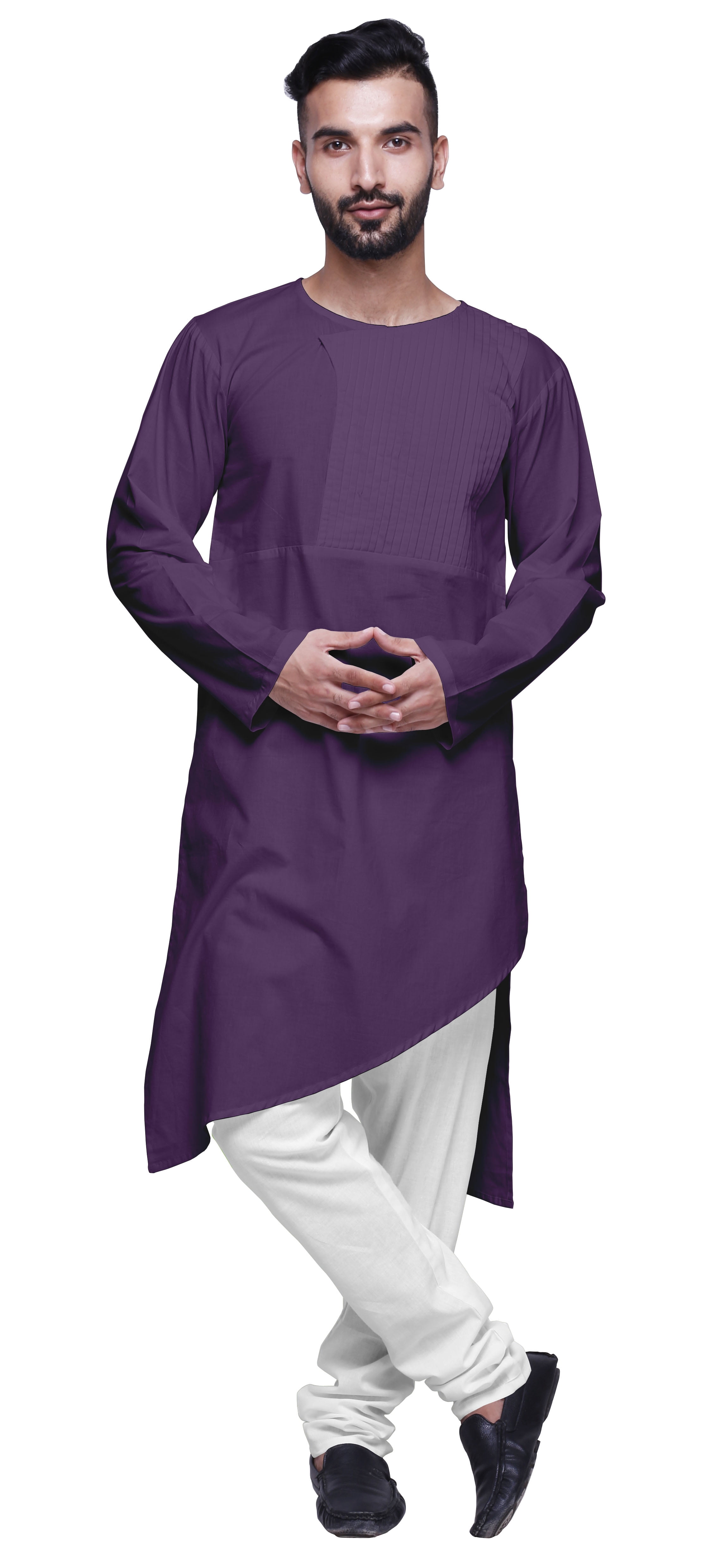 Atasi Kurta-Formen Indiens en Coton Uni à Manches Longues Ethniques pour Garçons