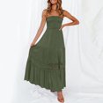 thumbnail image 3 of Ketyyh-chn99 Robe d'Été pour Femmes 2024 Robe Évasée à Fleurs Couleur Unie à Simple Boutonnage Robe Chemise à Cordon Robe en Coton et Lin Vert,m, 3 of 4