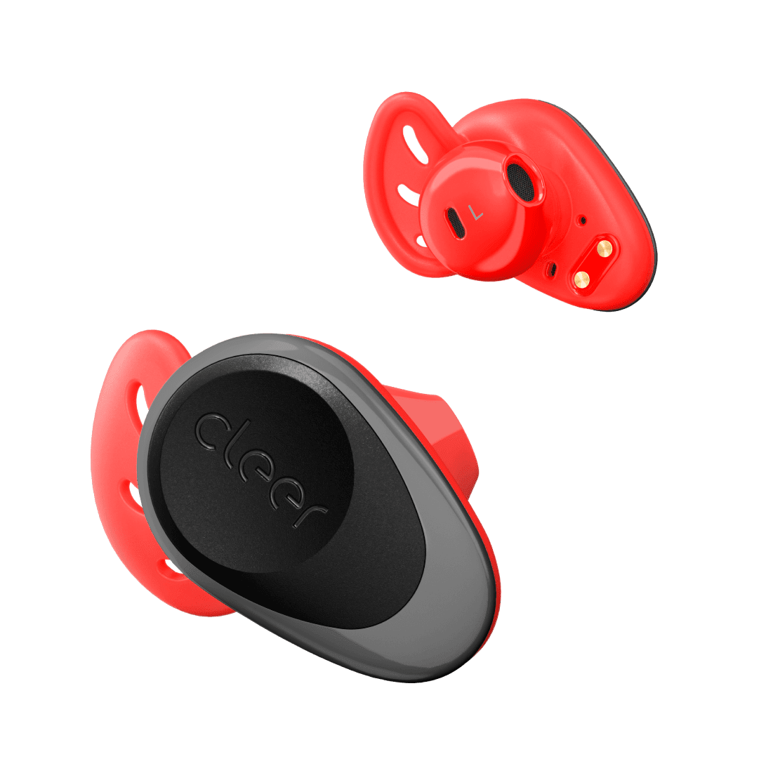 Wireless IPX4 Waterproof Sport Earbuds Headphones - C-Skirts Secure Twist Fit, Sweatproof, Waterproof | Bluetooth 6hrs + 14hrs Case, Cleer Audio GOAL