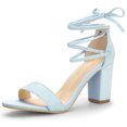 thumbnail image 1 of BLISSFUL STEP Édition Sandales pour Femmes Unies d'Été à Talons Blocs à Lacets Bleu Ciel 8, 1 of 1