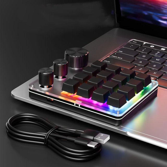 Clavier Macro Programmable 16 Touches Filaire Petit Clavier Mécanique de Jeu pour Copie et Collage Graphiques PS