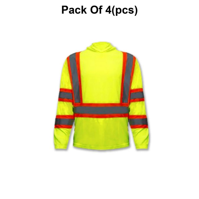 Radyan High Visibility Reflective Long Sleeve Safety Hoodie - 6 Pack, 100% Polyester, Size: Adult