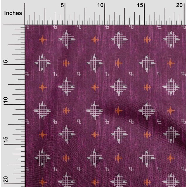 oneOone Polyester Lycra Fabric Check Kasuri Print Fabric BTY 56 Inch Wide