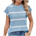 thumbnail image 3 of Sentmoon Chandails Sans Manches pour Femmes Col Rond Tricoté Vêtements Tendance pour Femmes Grande Taille Rayé Ample Doux et Confortable Chandail pour Femmes Automne et Hiver pour Moments Douillets en Famille m, 3 of 8
