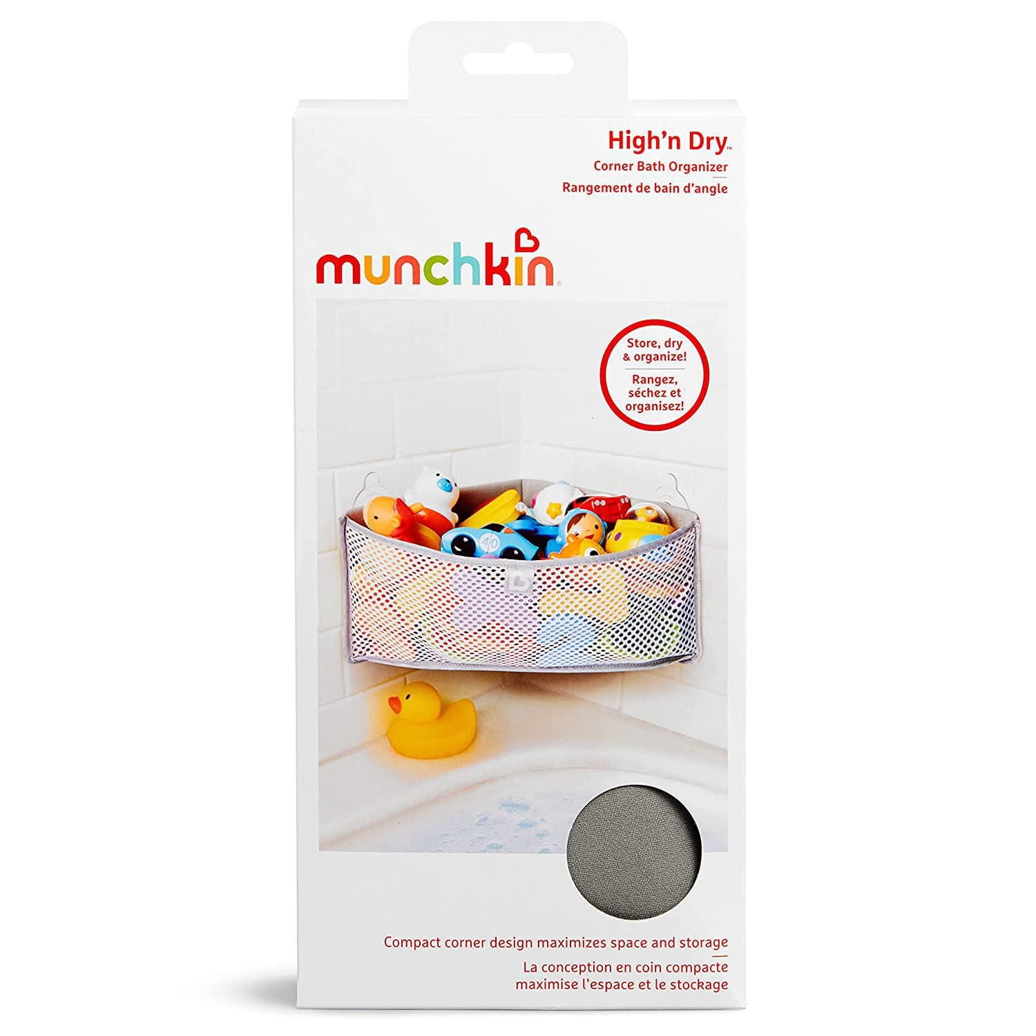 Organisateur de jouets de bain en coin haut et sec Munchkin, Gris