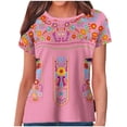 thumbnail image 1 of Birdeem Blouses pour Femmes T-Shirt Rétro Ethnique Imprimé à Manches Courtes à Col Rond pour Femmes, 1 of 12