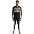 thumbnail image 1 of iiniim Men's Race Car Driver Costume Jumpsuit Checkerboard Plaid Rompers Finish Line Racer Outfits Black 3XL, 1 of 3