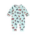 thumbnail image 1 of Faithtur Barboteuse pour Bébés Filles Garçons Imprimé Floral Cheval Manches Longues Col Rond Fermeture Éclair Oblique Combinaisons Automne Justaucorps Nouveau-Né, 1 of 8