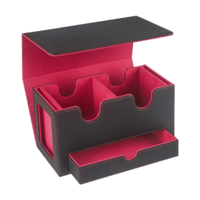 koolsoo Boîte de Deck de Cartes Robuste en Cuir PU Protecteur de Cartes Étui de Deck Étui à Cartes à Collectionner Rouge
