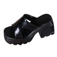 thumbnail image 2 of IUJSOY Chunky Heels for Women Platform Sandals Square Open Toe Wedges Slip on Summer Slippers, 2 of 9