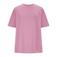 thumbnail image 4 of Plebaso T-Shirts Surdimensionnés pour Femmes 2025 Manches Courtes Hauts Amples Col Rond Décontracté Uni T-Shirts Basiques pour Femmes, 4 of 6