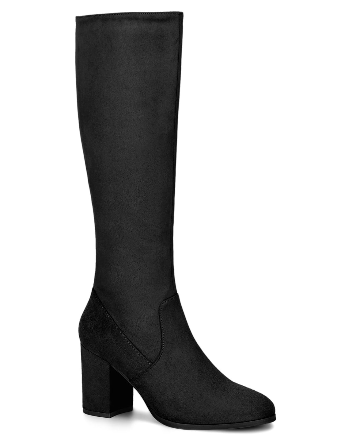 Unique Bargains Women's Round Toe Block Heel Knee High Boots