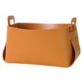 thumbnail image 1 of pitrice Storage Basket Leather Organizer Decorative Holder Box Stationery Brown Orange L, 1 of 6