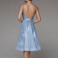 thumbnail image 4 of Hontri Robes de Soirée pour Femmes Robe Trapèze en Dentelle avec Appliqués Longue Robe de Mariée pour la Mariée en Mousseline Boho Robes de Mariée avec Fente Robes d'Invitée de Mariage pour Femmes Bleu, TG, 4 of 6