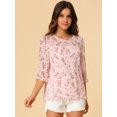 thumbnail image 3 of INSPIRE CHIC Blouse Fluide en Mousseline à Volants à Manches 3/4 à Imprimé Floral pour Femme, 3 of 6