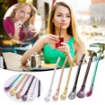 thumbnail image 1 of Vaidha Stainless Steel 304 Straw Colander Tea Leaking Spoon Milk Tea Coffee Stirring Spoon, 1 of 1
