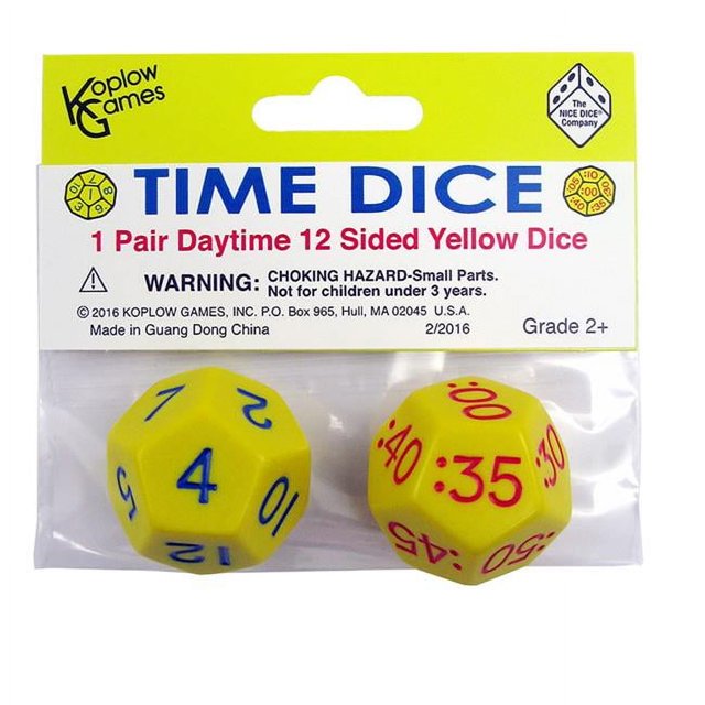 Koplow Games KOP18847-6 Time Dice Game Set, Yellow - Set of 6