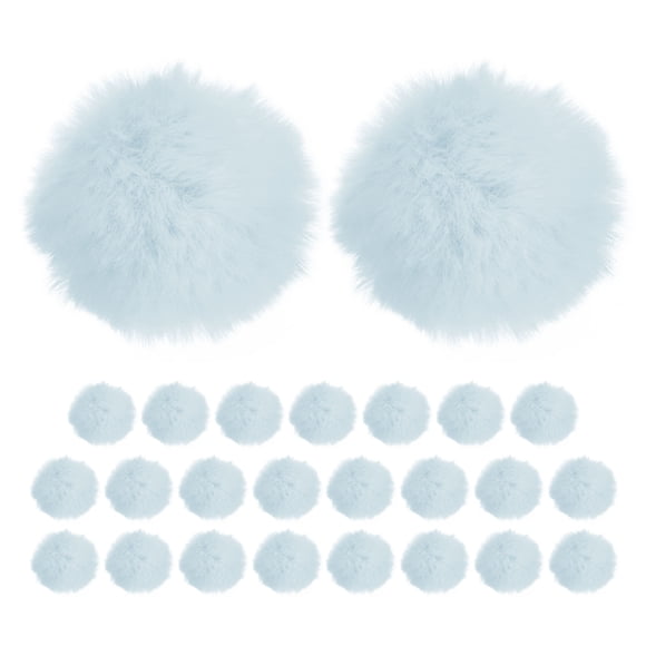 Uxcell Lot de 25 Pompons en Fausse Fourrure, 1.6 Pouces/4 cm Pompons Doux et Moelleux en Fausse Fourrure de Lapin avec Boucle Élastique pour DIY [Bleu Clair]