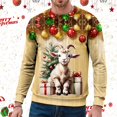 thumbnail image 4 of Ediodpoh T-Shirt de Sport à Col Rond pour Homme d'Hiver de Noël à Manches Courtes, Décontracté pour les Fêtes, T-Shirt de Sport à Col Rond pour Homme, Chandail pour Homme Jaune Pâle_001 S, 4 of 4